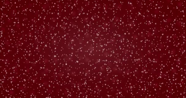 Falling Snow Red Background Festive Background Happy New Year Christmas — 비디오