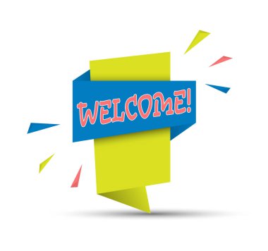 Hoş geldiniz yazan renkli bir pankart. Basit hisse senedi vektör çizimi