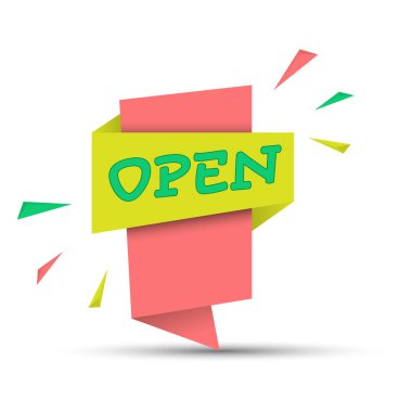 Açık sözcüğüyle renkli bir pankart. Basit hisse senedi vektör çizimi