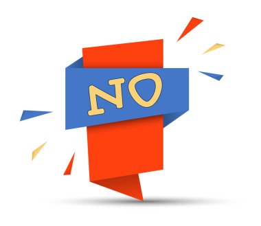 Üzerinde HAYIR yazan renkli bir afiş. Basit hisse senedi vektör çizimi