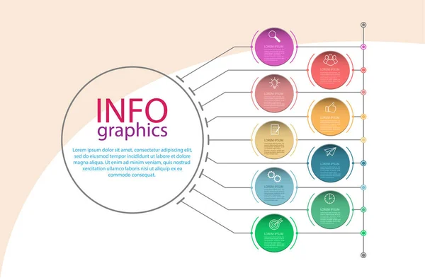 Infográficos Modelo Vetorial Com Pictogramas Para Fluxogramas Negócios Finanças Sites — Vetor de Stock