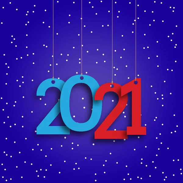 Номер 2021 Висит Веревке Поздравляем Новым Годом Векторная Иллюстрация — стоковый вектор