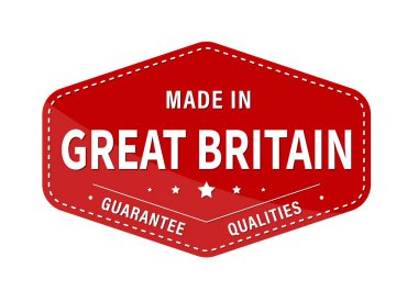 Kaliteyi garantilemek için Bratain 'de üretildi. Etiket, etiket ya da marka. Vektör çizimi. Düz biçim.