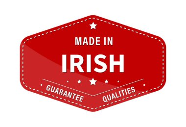 İrlanda malı, kalite garantili. Etiket, etiket ya da marka. Vektör çizimi. Düz biçim.