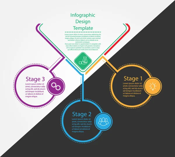 Plantilla Diseño Infográfico Tres Pasos Para Éxito Empresarial Formación Promoción — Vector de stock