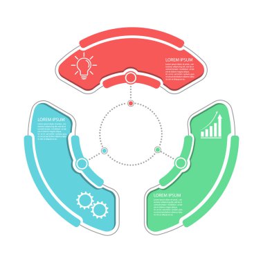 Bilgi grafikleri. İş ve finans akış şemaları, web siteleri, afişler ve sunumlar için piktogramlar içeren vektör şablonu. Düz biçim