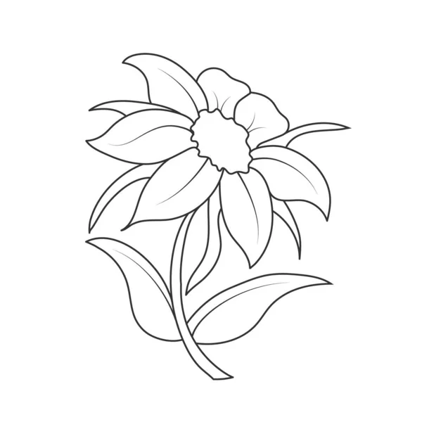 Esquema Vacío Una Flor Con Pétalos Esquema Estilo Doodle Aislado — Archivo Imágenes Vectoriales