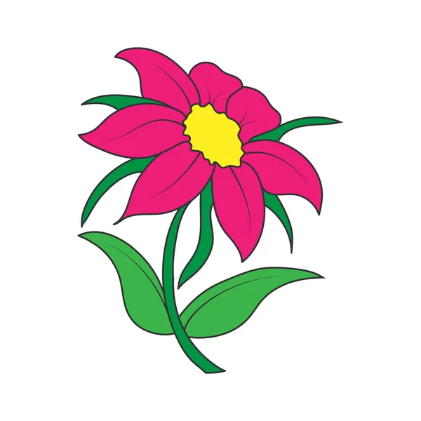 Contour Coloré Vide Une Fleur Avec Des Pétales Doodle Style — Image vectorielle