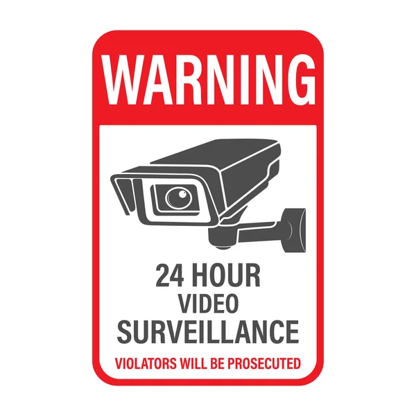 UYARI 24 saat video izleme. Üzerinde düz yazı olan vektör video izleme işareti.