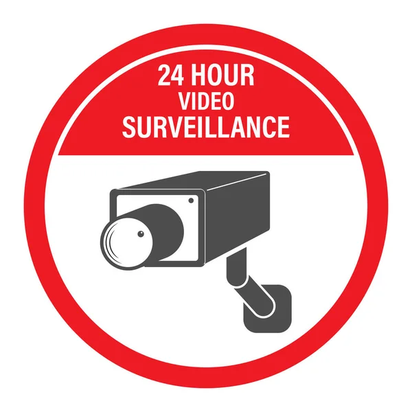 Horas Videovigilancia Signo Video Vigilancia Vectorial Con Inscripción Esquema Vacío — Vector de stock