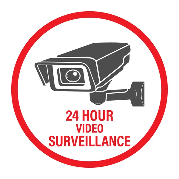 Horas Videovigilancia Signo Video Vigilancia Vectorial Con Inscripción Estilo Plano — Vector de stock