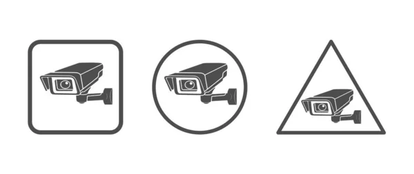 Set Von Symbolen Der Videoüberwachung Camcorder Symbole Leere Umrisse Flacher — Stockvektor