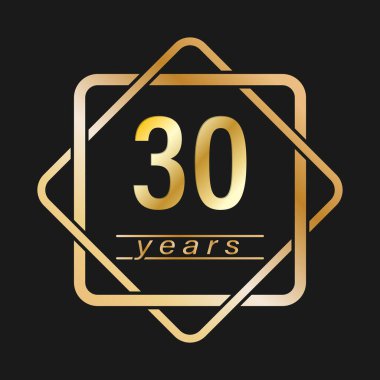 30 yıldır. Tebrikler için stilize altın harfler. Düz biçim