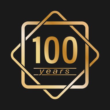 100 yıl. Tebrikler için stilize altın harfler. Düz biçim