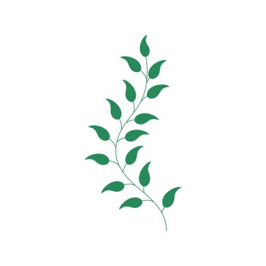 Yeşil yapraklı yeşil dal. Vektör çizimi. Düz biçim