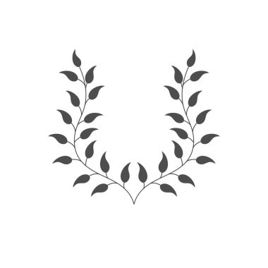 Yapraklı dal. Beyaz arkaplanda izole edilmiş vektör illüstrasyonu. Düz biçim