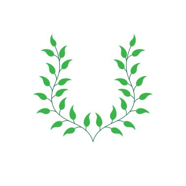 Yapraklı dal. Beyaz arkaplanda izole edilmiş vektör illüstrasyonu. Düz biçim