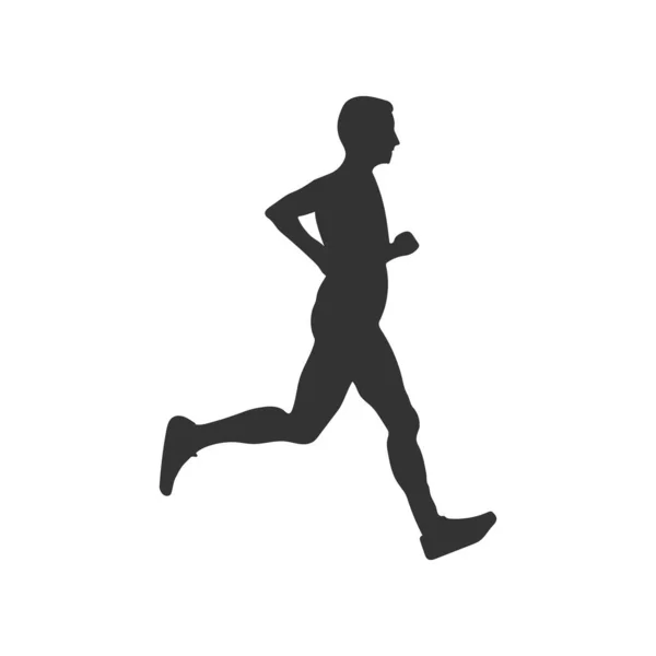 Koşu Yapan Bir Atletin Silüeti Düz Vektör Simgesi Beyaz Arkaplanda — Stok Vektör