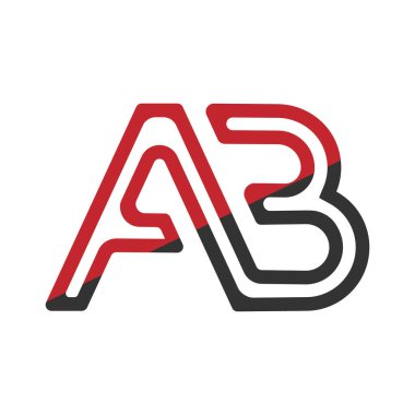 Küçük harfler A ve B, logo, monogram ve yaratıcı tasarım için tek bir satırla birleştirilmiş. Beyaz arkaplanda izole edilmiş vektör illüstrasyonu.