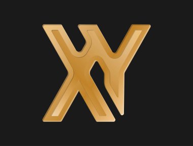 Küçük harfler X ve Y, logo, monogram ve yaratıcı tasarım için tek bir satırla birleştirilmiş. Vektör illüstrasyonu siyah arkaplanda izole edildi.
