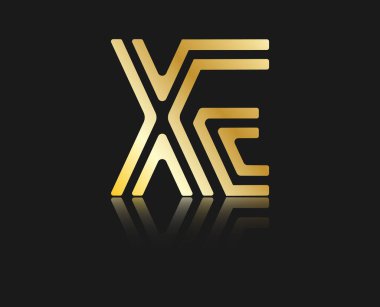 X ve E harflerini yansıtmalı stilize ettim. Logo, monogram ve yaratıcı tasarım için tek bir satırla birleştirdim. Siyah üzerine izole edilmiş vektör illüstrasyonu.