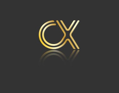 Logo, monogram ve yaratıcı tasarım için tek bir satırla birbirine bağlı olan C ve X harfleri. Siyah üzerine izole edilmiş vektör illüstrasyonu.