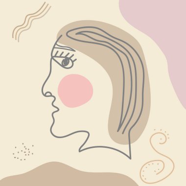 Minimalist tarzda soyut bir yüz. Doğrusal vektör çizimi. Düz tasarım.