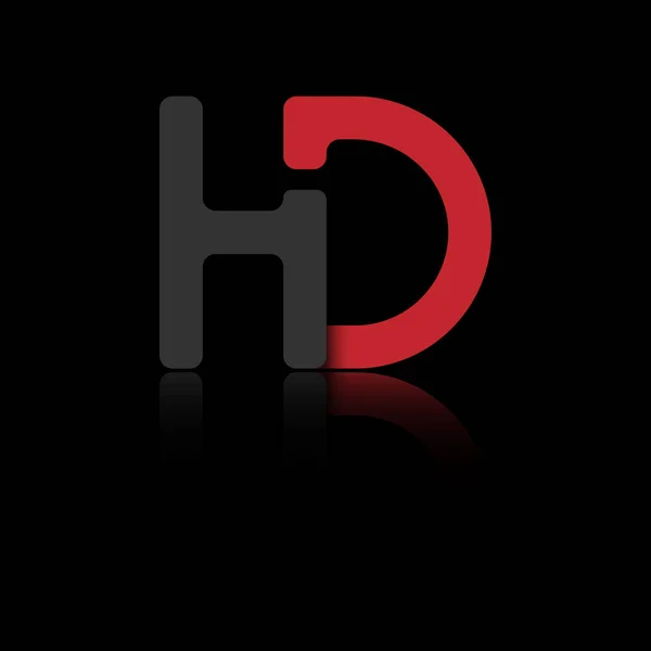 モノグラム クリエイティブデザインのための単一のラインで接続赤と黒のスタイルの小文字HとD 黒のベクトル図 — ストックベクタ