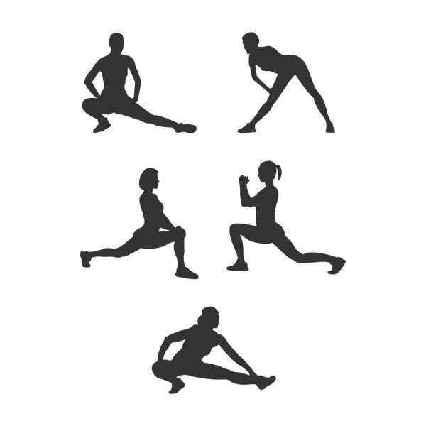 Set Silhouette Athletes Flat Vector Icon Isolated White Background Simple — Stock Vector