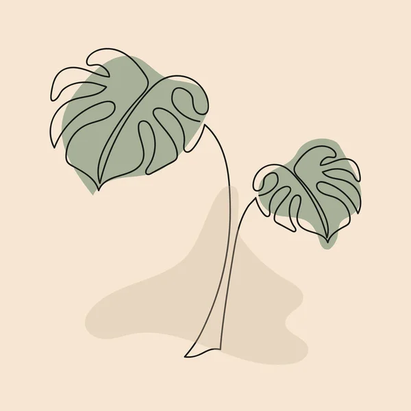 Arte Abstracto Del Diseño Floral Estilo Lineal Minimalista Para Grabados — Archivo Imágenes Vectoriales