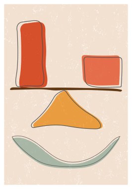 Modern minimalist sanat tarzında soyut resim. Soyut yüz ifadeleri. Kartlar, posterler, sosyal medya ve baskılar için tasarım. Vektör illüstrasyonu