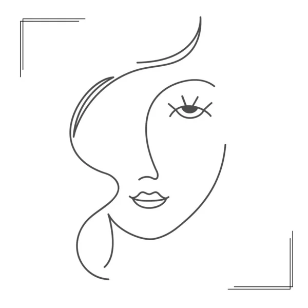 抽象的な女性の肖像画 細い線 ミニマルなスタイル 平面設計 — ストックベクタ