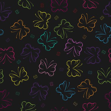 Doku, tekstil ve basit arka planlar için kusursuz düzenlenebilir kelebek deseni. Düz Biçim