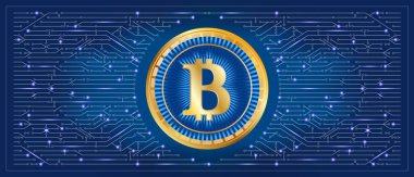 Zincir temalı arka planı olan kripto para birimi teknolojisi. Vektör illüstrasyonu.