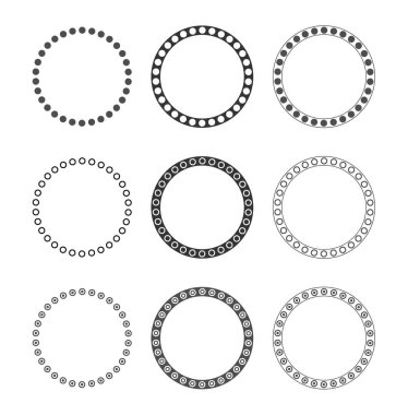 Çemberden yapılmış yüzükler. Boş ve dolgun hatlar. Tasarım için vektör illüstrasyonu. Düz biçim