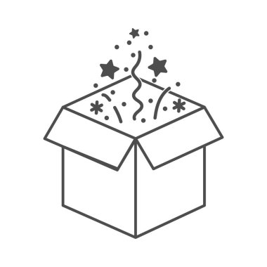 Sürprizli bir kutu, illüzyon, ya da havai fişek gösterisi. Boş bir çokgen. Beyaz arkaplanda izole edilmiş vektör illüstrasyonu. Düz Biçim