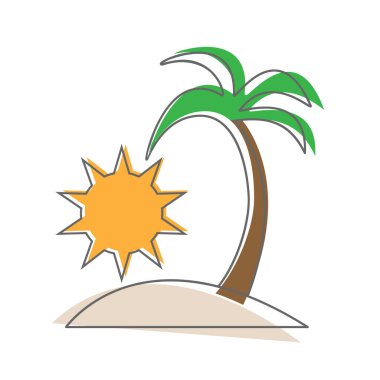 Basit düzenlenebilir simge. Palmiyeli bir ada. Web siteleri ve uygulamalar için basit düz tasarım