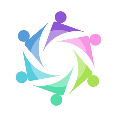 Toplum ikonu, sosyal ağlar, arkadaş takımı. Stok vektör illüstrasyonu beyaz arkaplanda izole edildi. Düz tasarım.