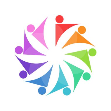 Toplum ikonu, sosyal ağlar, arkadaş takımı. Stok vektör illüstrasyonu beyaz arkaplanda izole edildi. Düz tasarım.