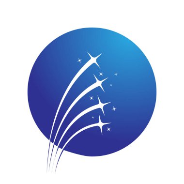 Havai fişek gösterisi, festival, selam ya da tatilin logosu. Vektör illüstrasyonu, düz tasarım.