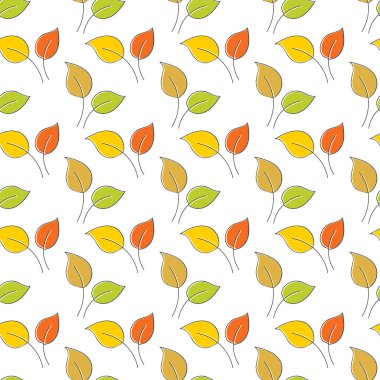Yapraklar. Doku, tekstil, ambalaj ve basit arka planlar için kusursuz desen. Düz biçim.