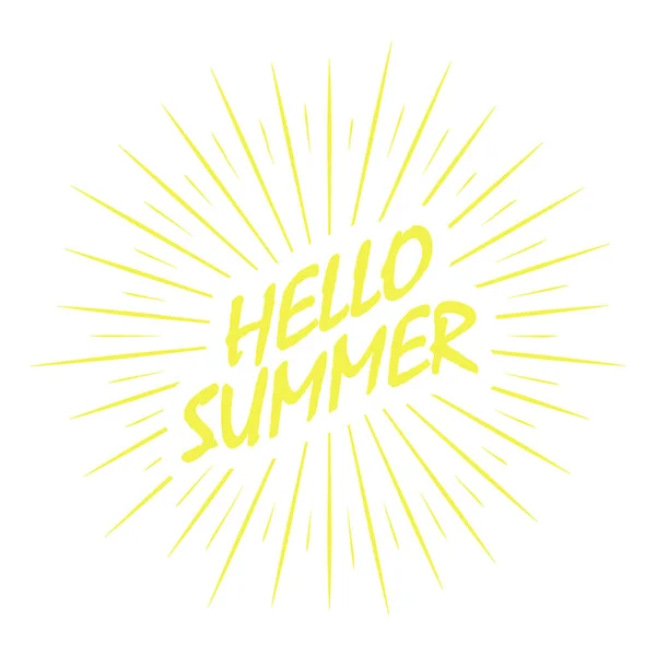 Groet Met Inscriptie Hello Summer Eenvoudige Vectorillustratie Voor Banners Apps — Stockvector