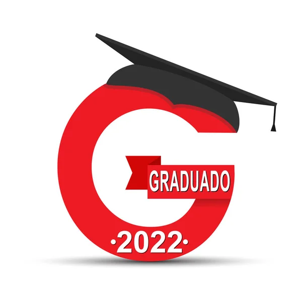 Carta Estilizada Com Inscrição Graduate 2022 Boné Pós Graduação Design — Vetor de Stock