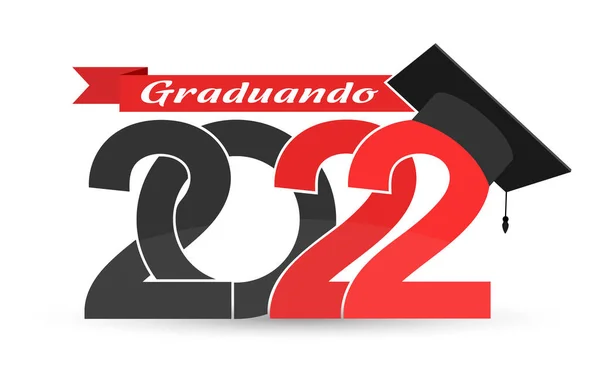 Graduado 2022 Idioma Portugués Inscripción Estilizada Con Año Graduación Gorra — Vector de stock