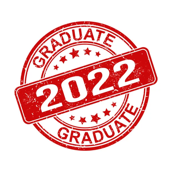 Üzerinde GRADUATE 2022 yazan eski bir pulun taklidi. Tematik tasarım için vektör illüstrasyonu, mezunlar toplantısı, diplomalar ve sertifikalar. Basit biçim.