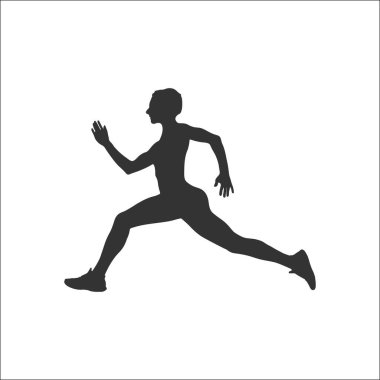 Koşu yapan bir atletin silüeti. Düz vektör simgesi beyaz arkaplanda izole edildi. Basit biçim