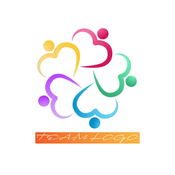 Teamlogo Gelijkgestemde Mensen Vrienden Sociaal Logo Knuffelende Harten Eenvoudig Ontwerp — Stockvector