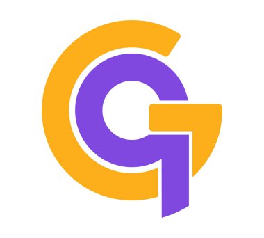 Stilize edilmiş küçük harfler G ve Q bir logo, monogram veya monogram için tek bir satırla birbirine bağlıdır. Beyaz arkaplanda izole edilmiş vektör illüstrasyonu