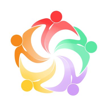 Takım çalışması, sosyal topluluk ya da liderlik kavramlarını gösteren logo, etiket ya da marka şablonu. Düz tasarım.