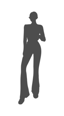 Pul için kadın silueti ya da hatıra defteri ve dekoratif kabartma için şablon, kesim için bir şablon. Düz biçim.